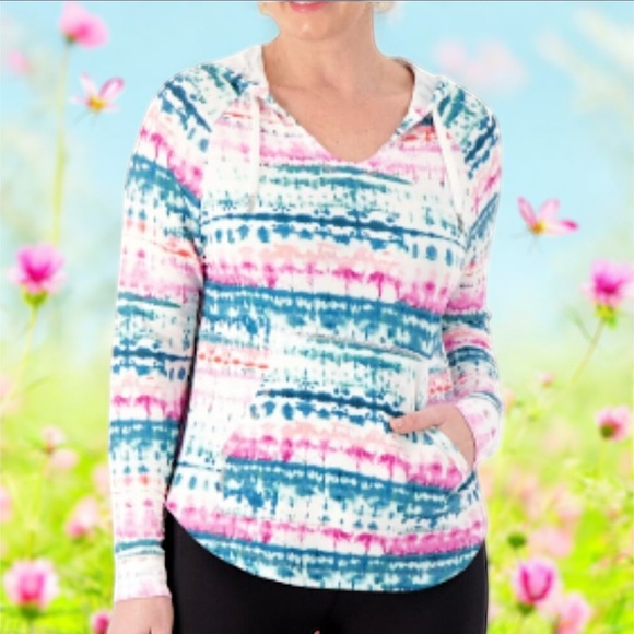 Koolaburra by UGG Light & Airy French Terry Lounge Hoodie in Lake Tie Dye Small - Picture 1 of 7